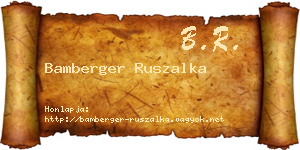 Bamberger Ruszalka névjegykártya